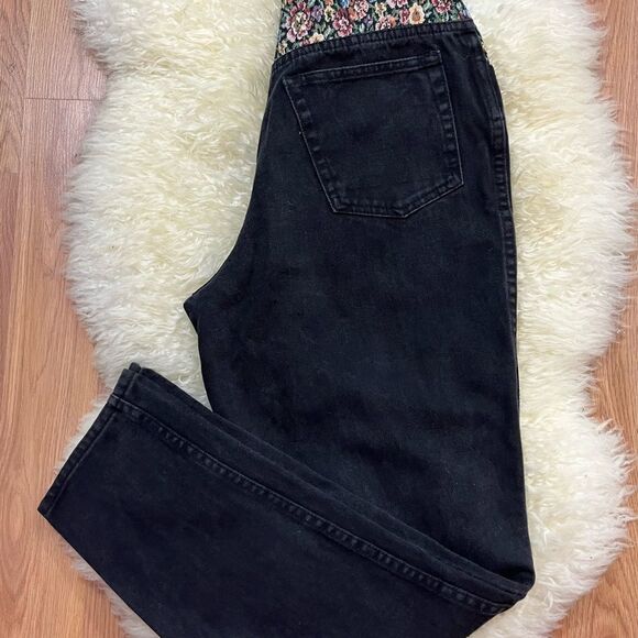 Vintage 90’s Manisha Black Floral Tapestry High Waist Mom Jeans 28 - Picture 6 of 7